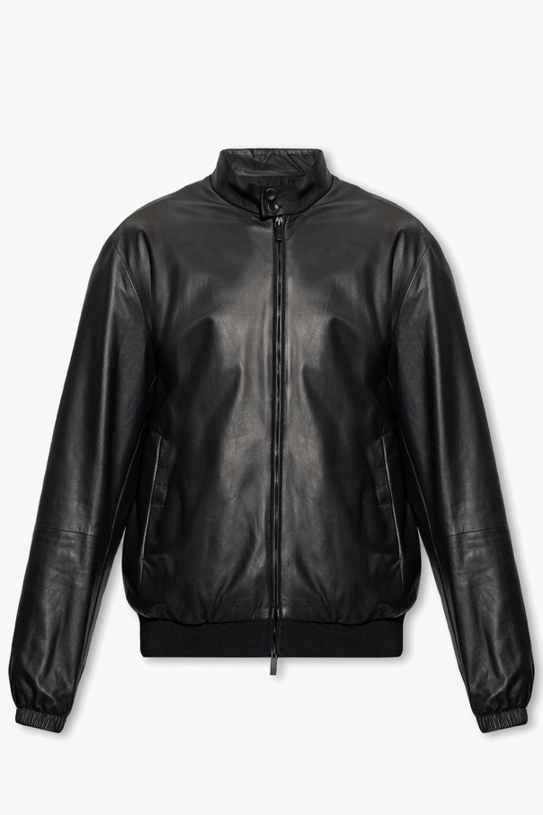 Black Leather jacket Giorgio Armani GenesinlifeShops Germany